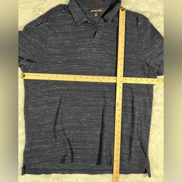 Michael Kors Men's Open Collar Polo Button-Less Shirt Blue XXL - Picture 4 of 4